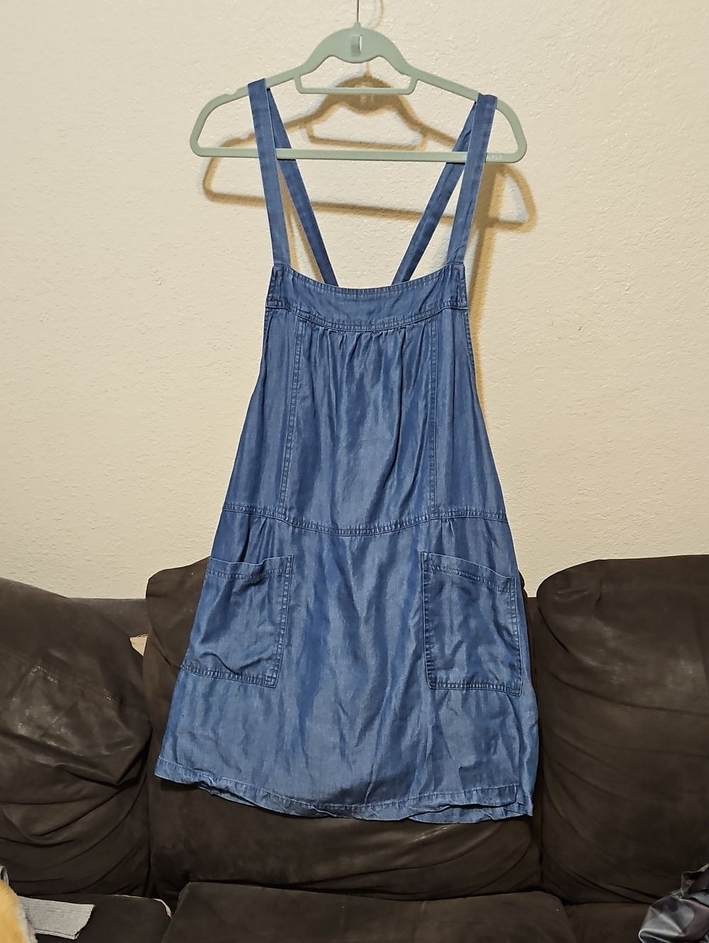 NATURAL LIFE Blue Denim Pinafore Mini Dress